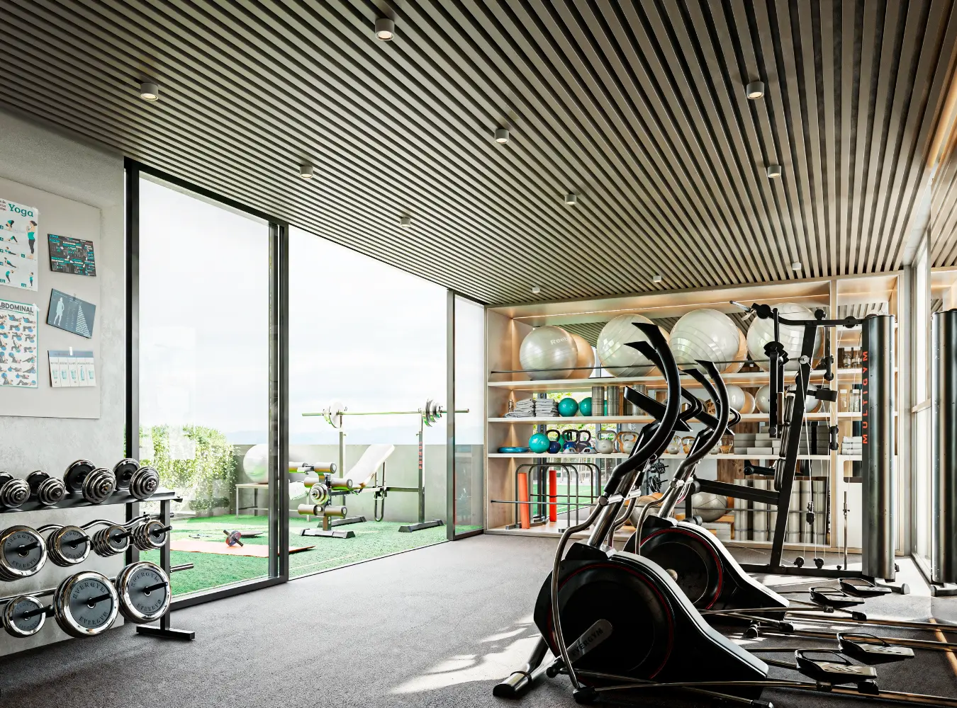 Gimnasio equipado de OKRAM Living Minerva
