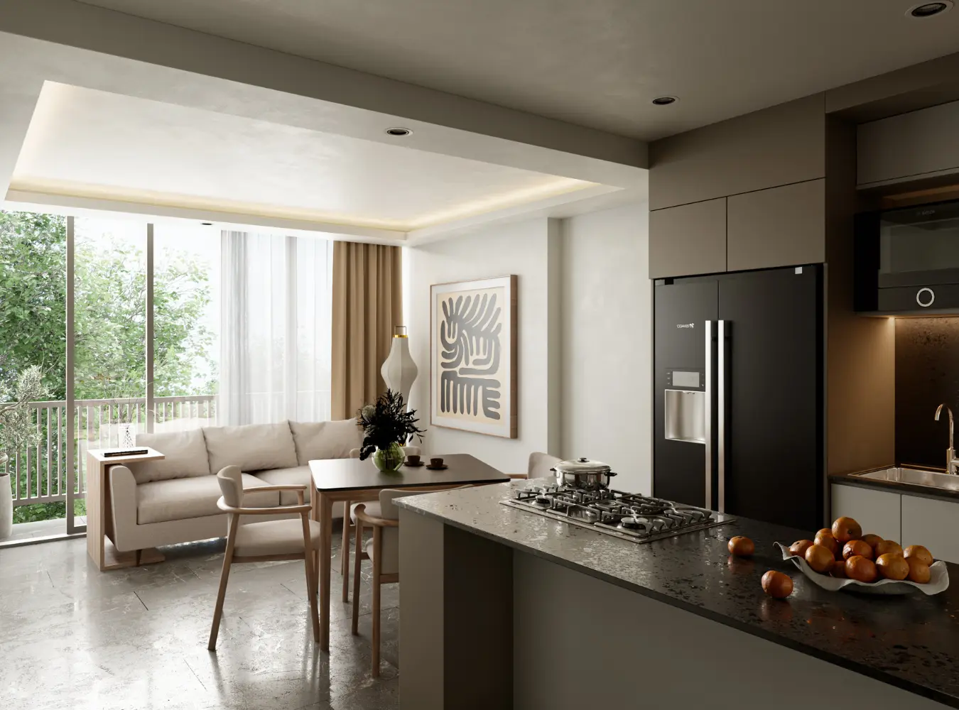 Cocina integral de departamento en OKRAM Living Minerva